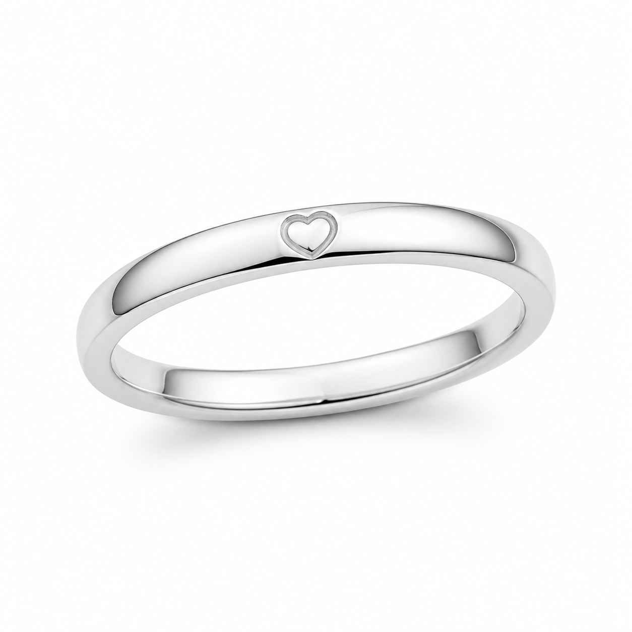 Aliança Prata Coração — 3 mm